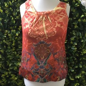 Orange print tank top